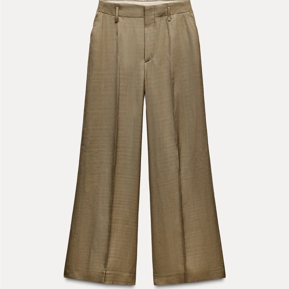 Zara Wide-Leg Tan Trousers
